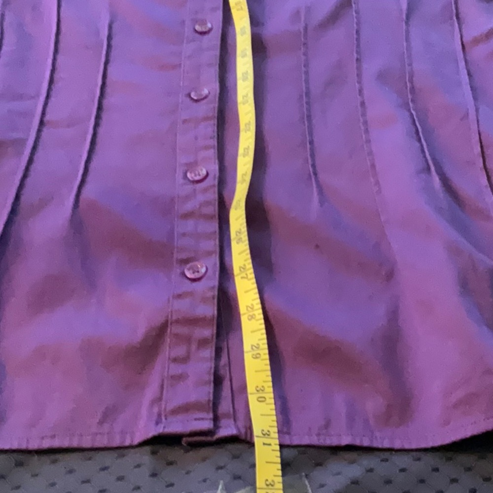 Deep Purple Long Sleeve Button Down Top, 3X - Picture 9 of 9